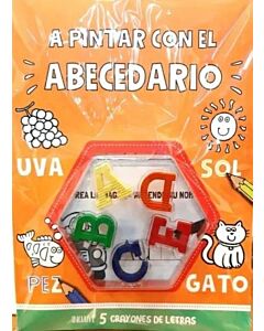 A PINTAR CON EL ABECEDARIO INCLUYE 5 CRAYONES DE LETRAS