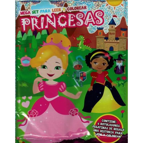 PRINCESAS MEGA SET PARA LEER Y COLOREAR