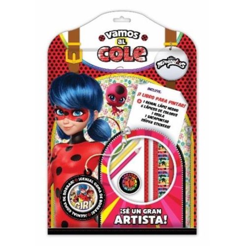 FLOW PACK VAMOS AL COLE MIRACULOUS 1 LIBRO PARA PINTAR + LAPICES + 1 REGLA + SACAPUNTAS