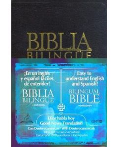 BIBLIA BLINGUE INGLES ESPAÑOL TAPA BLANDA SIMIL NEGRA TAMAÑO MEDIANO CANTO DORADO