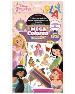 PRINCESA FLOW PACK 2 MEGA COLOREA LIBRO PARA PINTAR + POSTER GIGANTE + 6 LAPICES DE COLORES + SBECEDARIO DE GOMA EVA + STICKERS