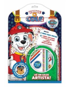 FLOW PACK VAMOS AL COLE PAW PATROL 1 LIBRO PARA PINTAR + LAPICES + 1 REGLA + SACAPUNTAS